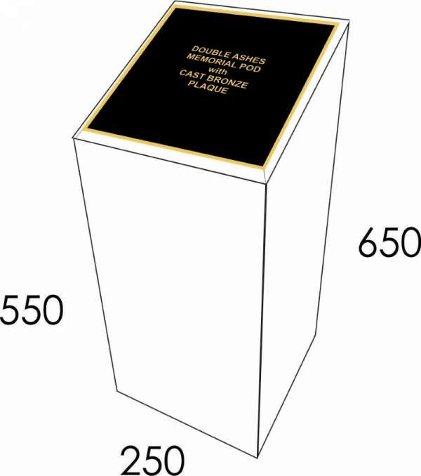 Double Ashes Pod diagram - 250x250x650x550mm