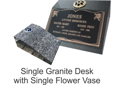 Desk - Single Granite with Flower Vase