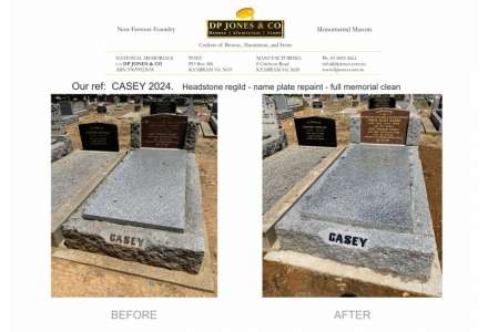 CASEY-HS regild - name plate repaint - full memorial clean