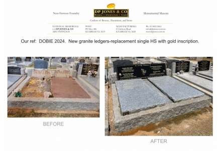 DOBIE-new granite ledgers-replacement single HS with gold inscr.