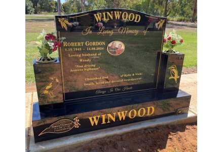 WINWOOD - Ky-Black granite-760x600 HS-Base-300mm Box Vases - Gold Inscription-Bronze Leaf